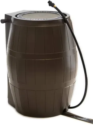 50-Gallon BPA Free Flat Back Home Rain Catcher Water Storage Collection Barrel for Watering Outdoor Plants & Gardens