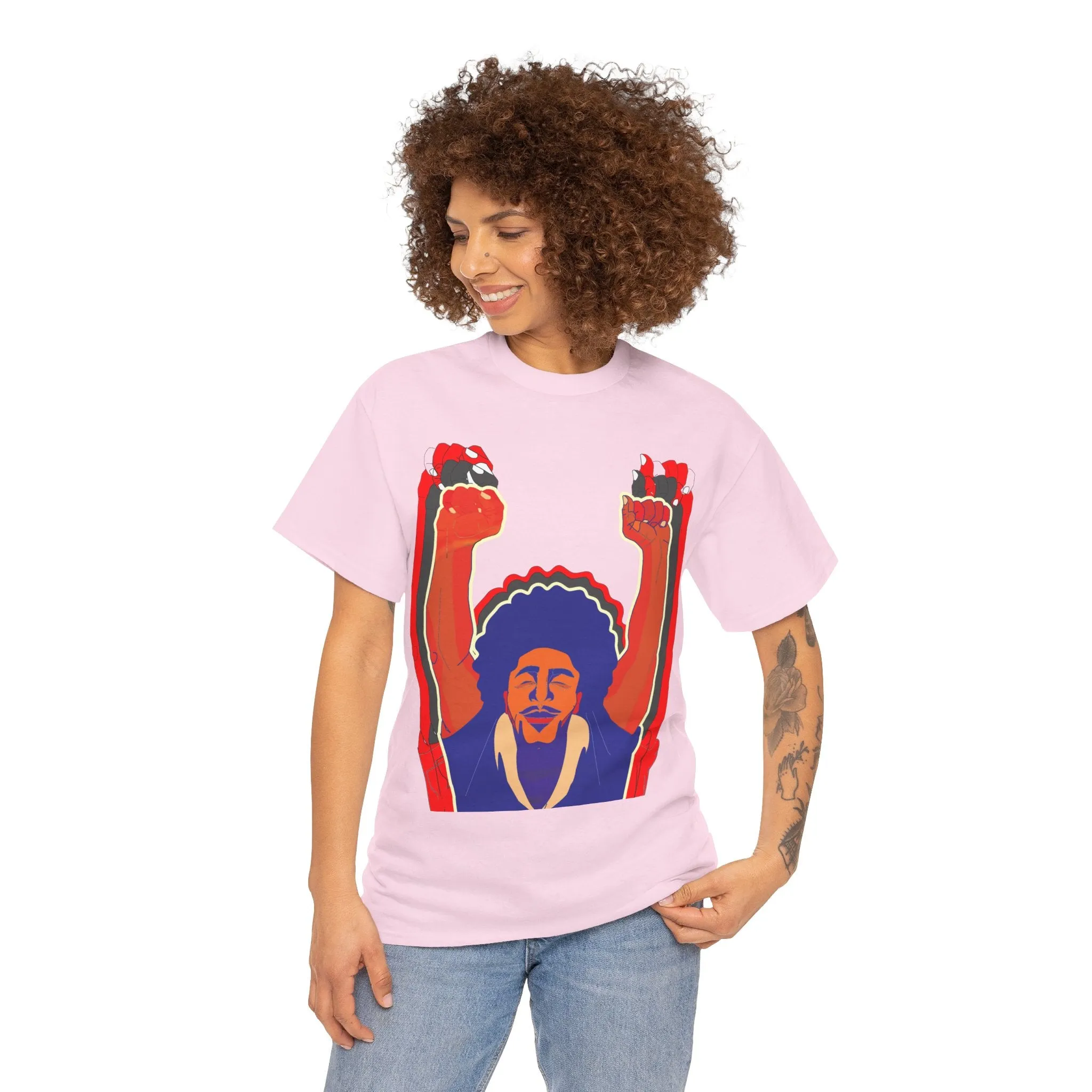 Afro Man Tripple Ace Fist Up - Unisex Heavy Cotton Tee