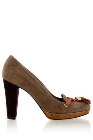 BARBARA BUCCI TANJA Taupe Suede Pumps