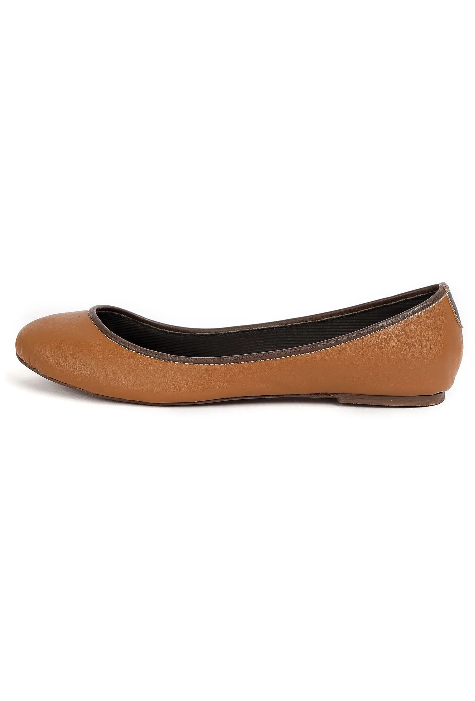 Brown Cruelty Free Leather Flat Ballerinas