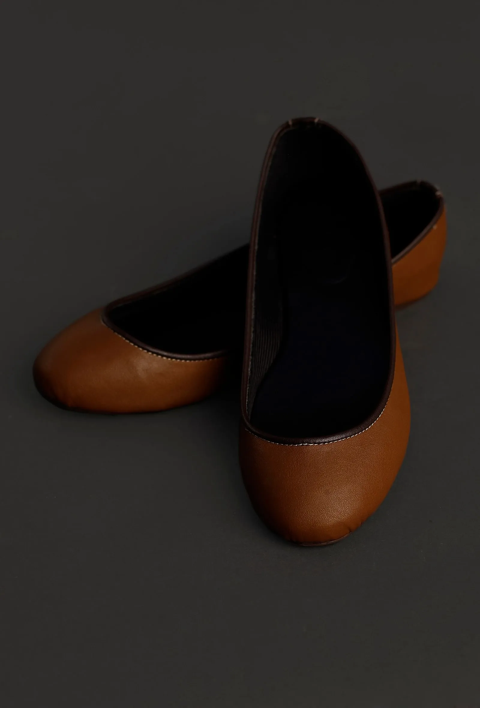 Brown Cruelty Free Leather Flat Ballerinas