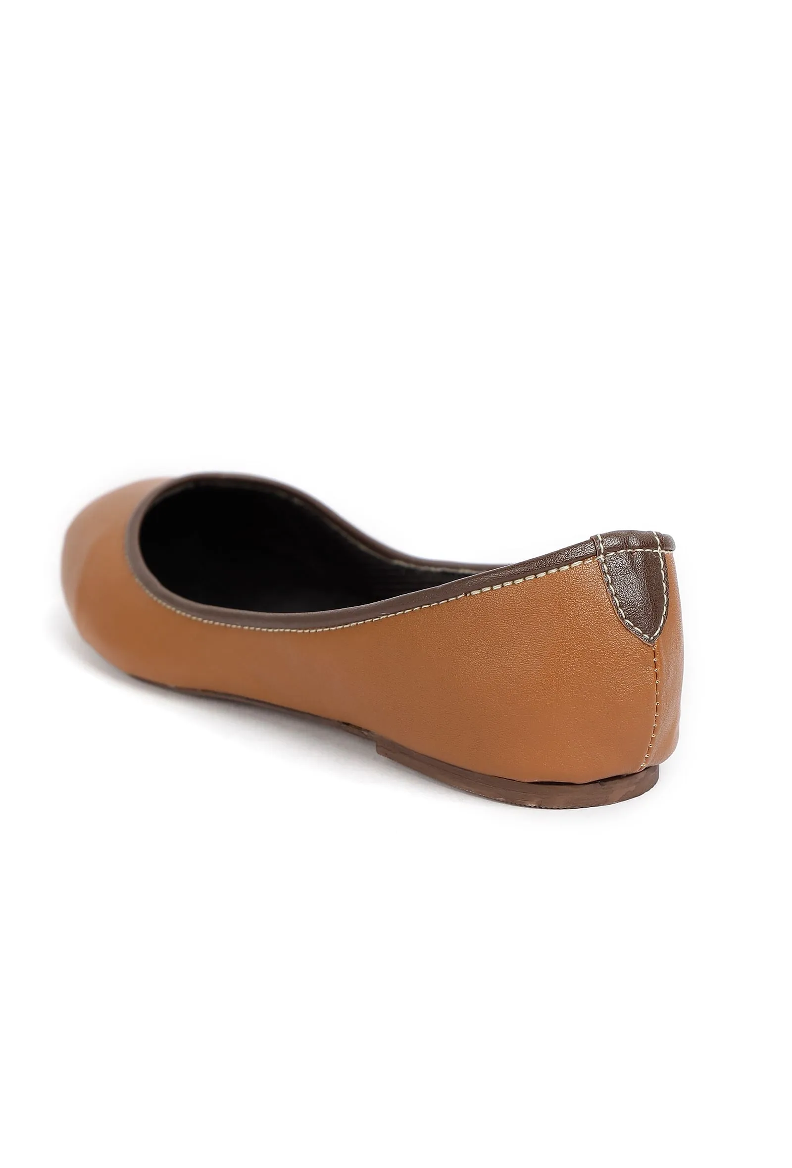 Brown Cruelty Free Leather Flat Ballerinas