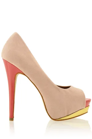 CHEETAH Nude Coral Peep Toe