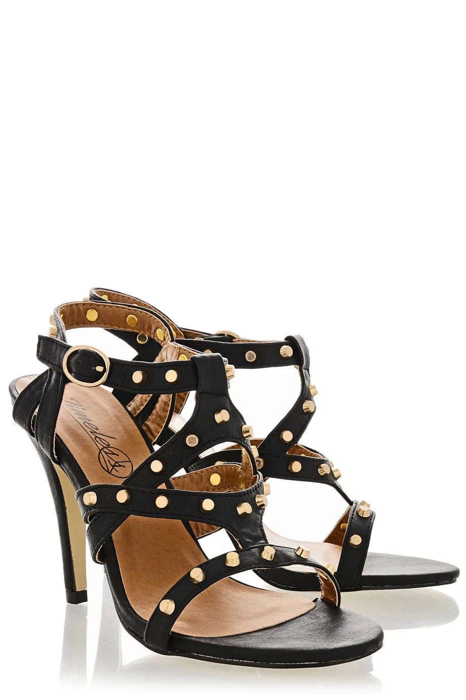 CYNDIE Black Studded Heels