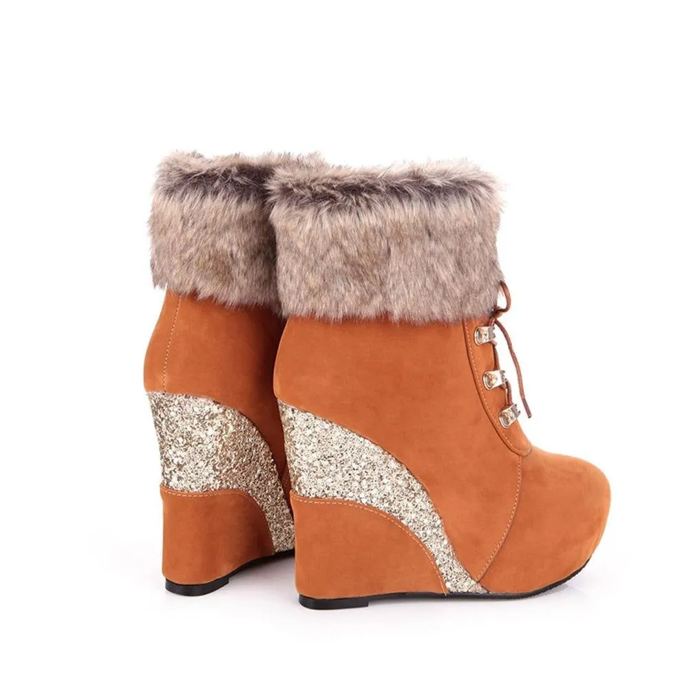 Glitter Wedge Booties