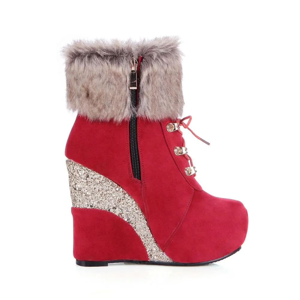 Glitter Wedge Booties