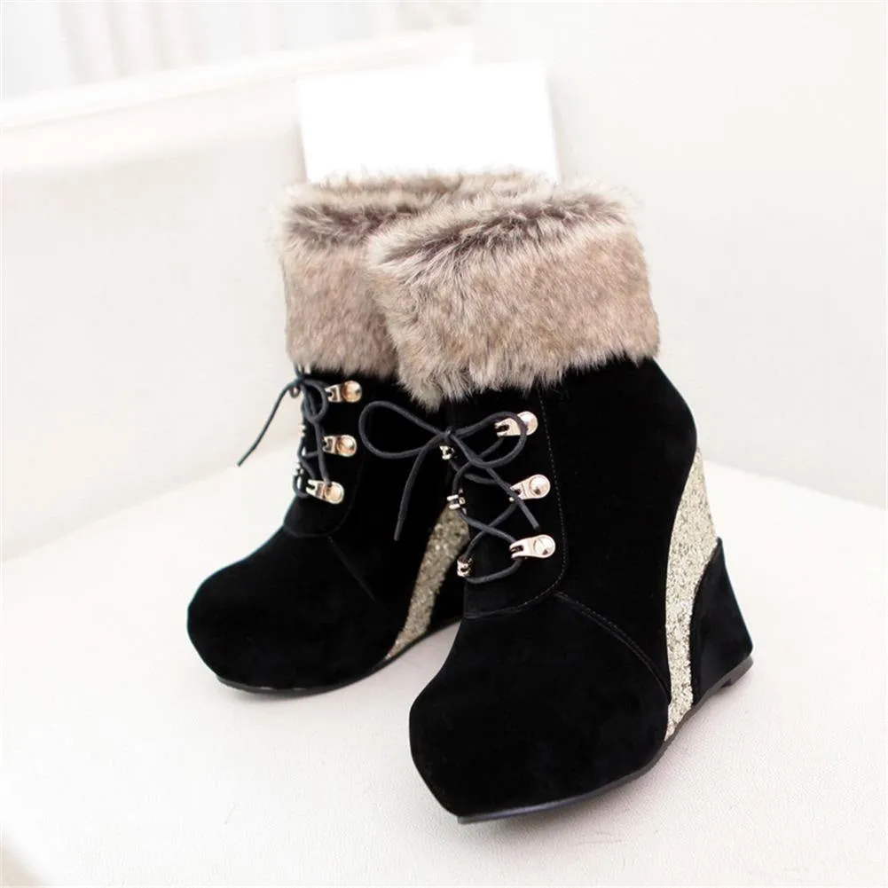 Glitter Wedge Booties