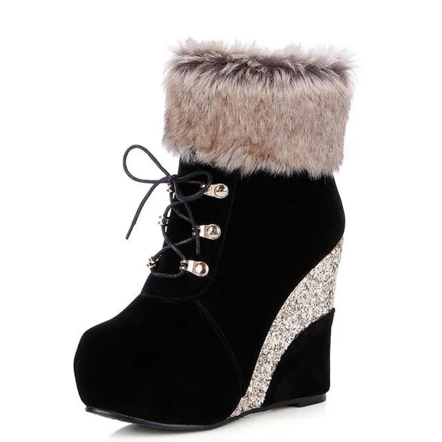 Glitter Wedge Booties