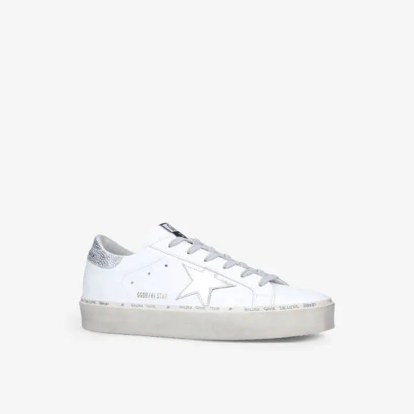 Hi Star leather low top sneakers with embroidered Golden Goose logo, white