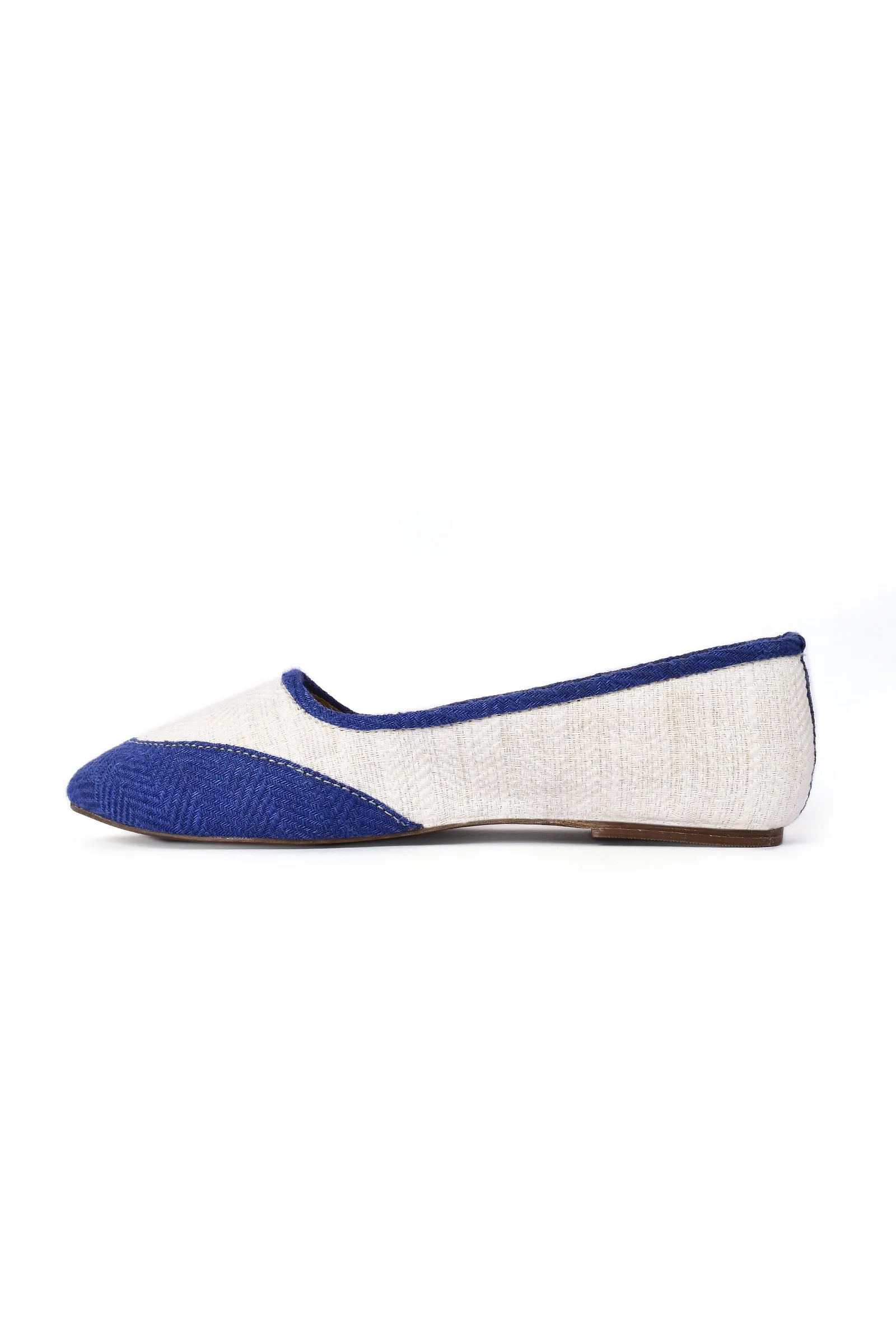 Ink Blue and White Pure Hemp Ballerinas