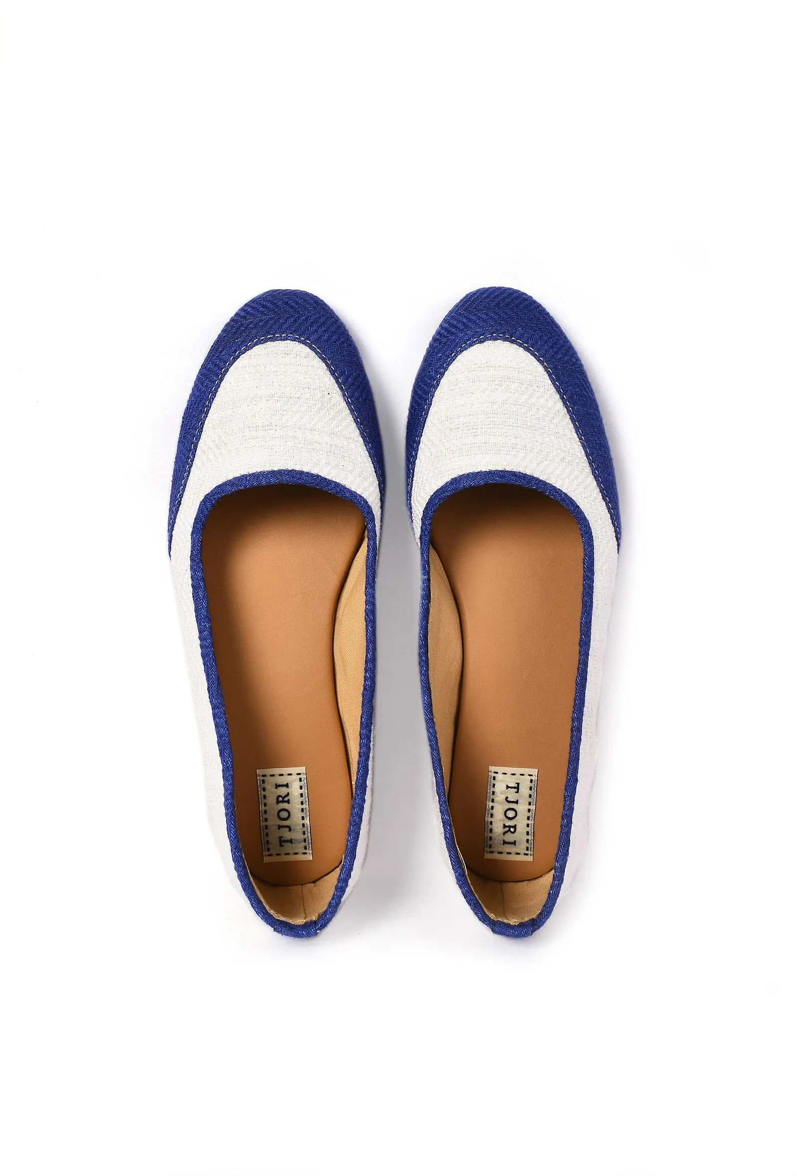 Ink Blue and White Pure Hemp Ballerinas