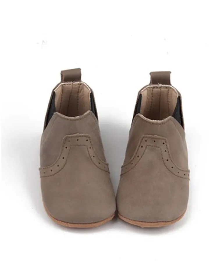 Leather Soft Sole Waxed Boots - Stone