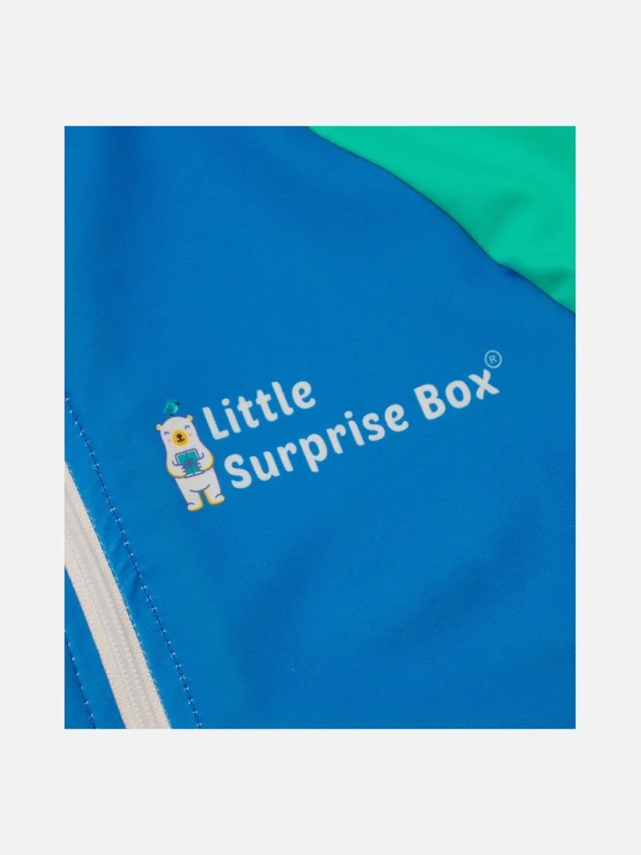 Little Surprise Box, Blue Tri Color Super Sport Swimwear for Toddlers & Kids with UPF 30 (130)