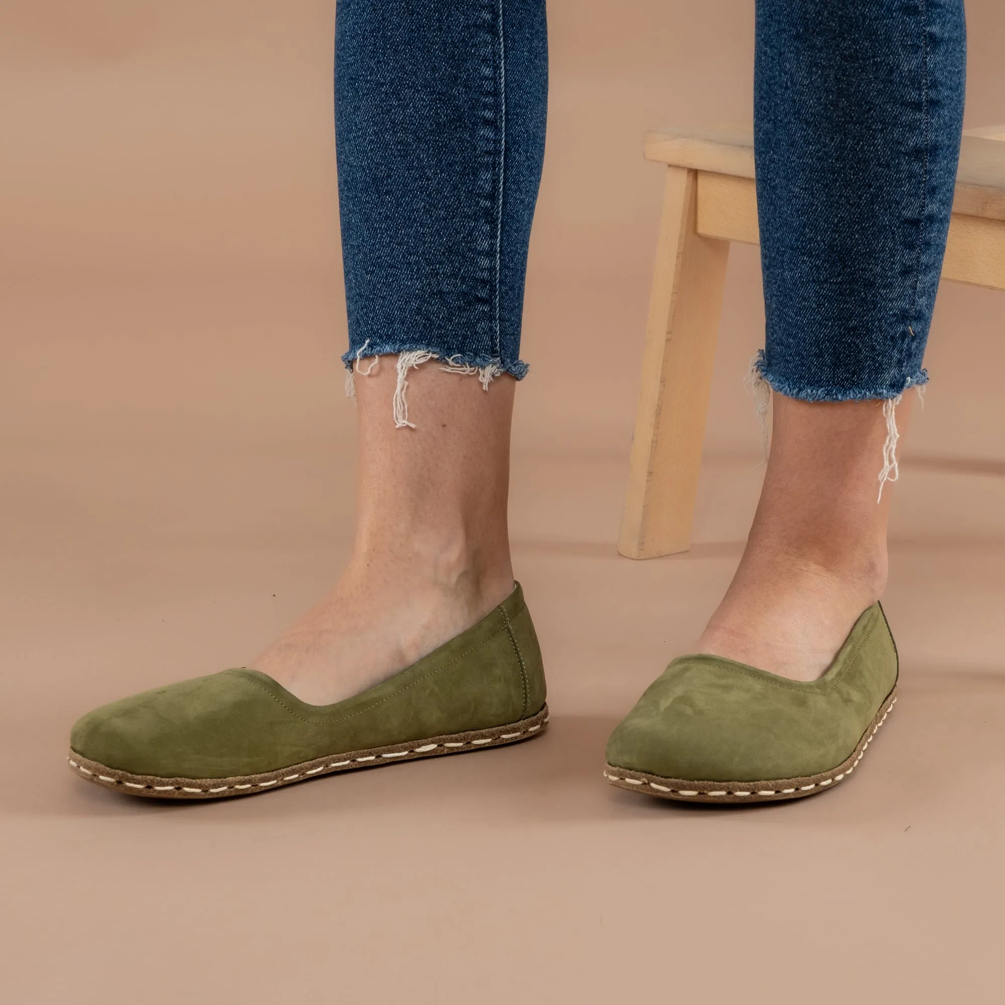 Olive Green Barefoot Ballet Flats