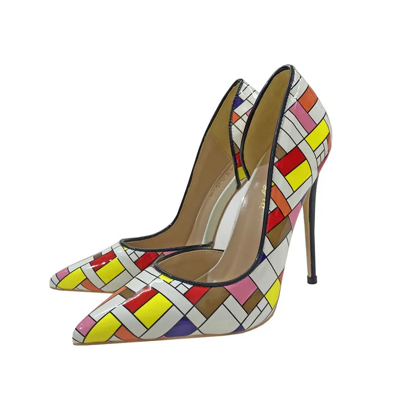 Piet Mondrian Grid High Heels Stiletto Pumps