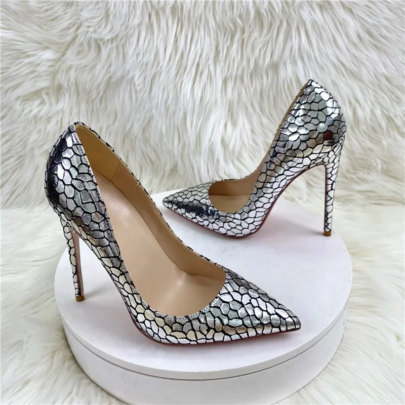 Pre Order:  Stone Pattern Pointed Toes Stilettos