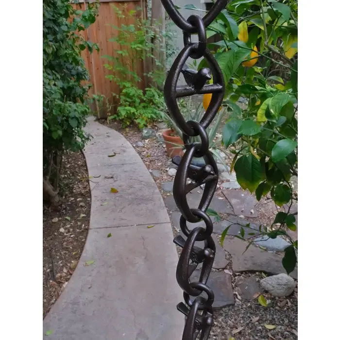 Rain Chain Aluminum Bird on a Wire- Bronze Powder Coated