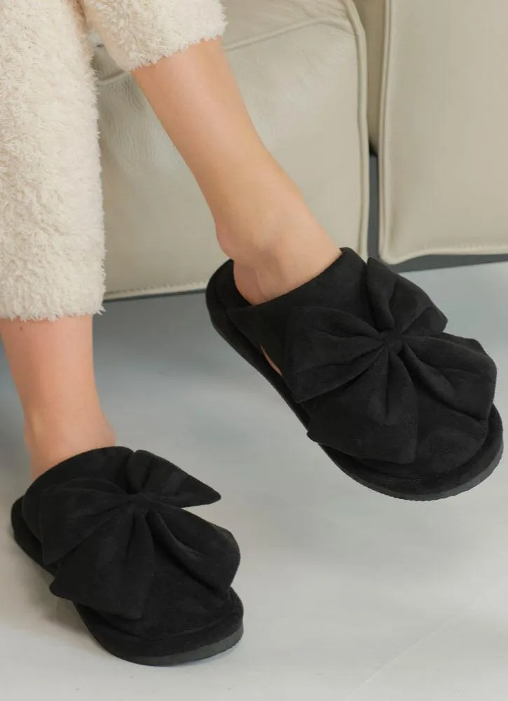 SPE0003 Suede Bow Slippers