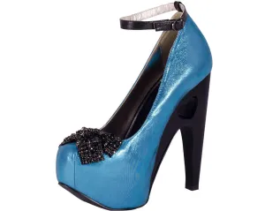 Turquoise Metallic Heart Cut Out Platform Heel *ALL ITEMS FINAL SALE/NON-RETURNABLE*